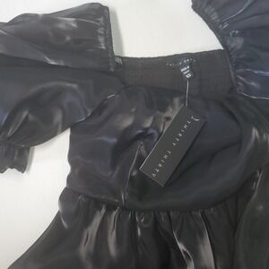 Thirty Thirty Black Mini Dress Puff Sleeve Square Neck XS NWT Whimsigoth Fairy